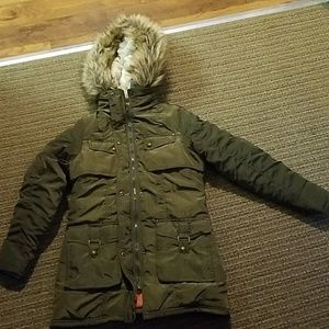 Triplestar army green bomber jacket parka ladies S